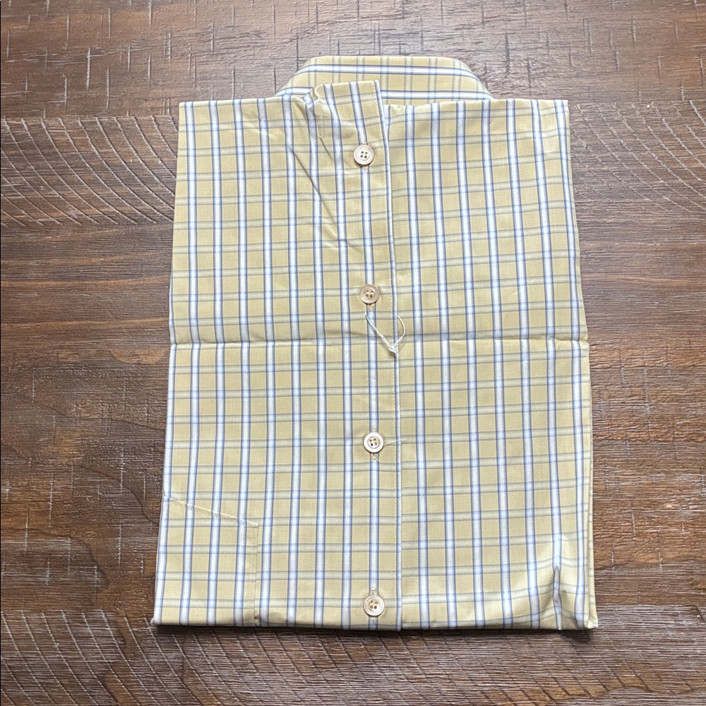 Ermenegildo Zegna Men's Beige and Blue Checkered Shirt - Picture 3 of 5